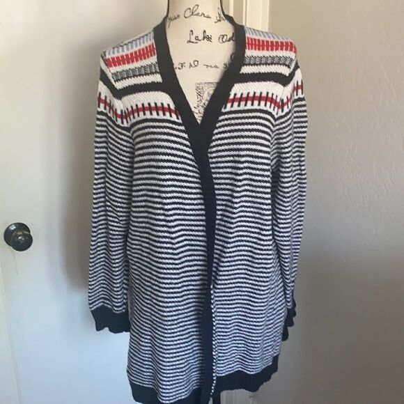 Lane Bryant Multicolor Stripe Open Style Cardigan Sweater Business Casual Office - Picture 1 of 8